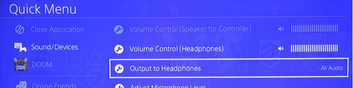 PS4 headset settings