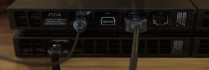 Image showing the back of the PS4 where the optical cable connects
