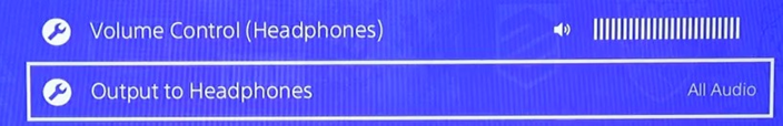 Volume control settings of PS4