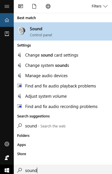Image showing the sound icon for the sound settings in the windows control panel