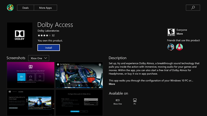 Image showing the Dolby Access app on the Microsoft App Store