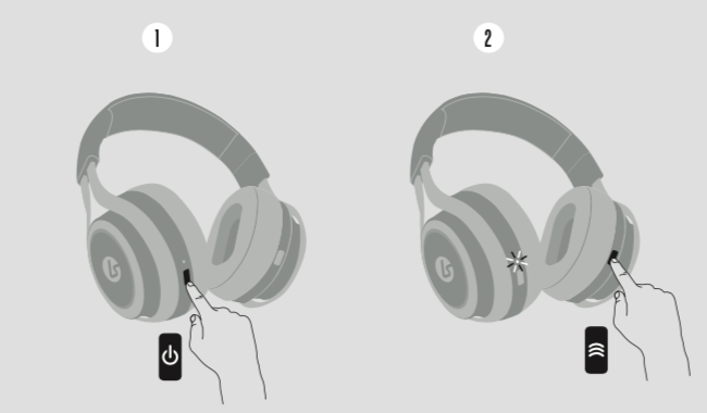 image of headsets power on button.