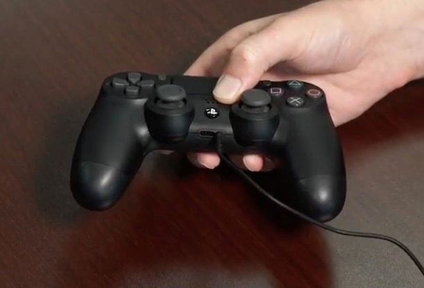 PS4 controller with 3.5mm cable connected