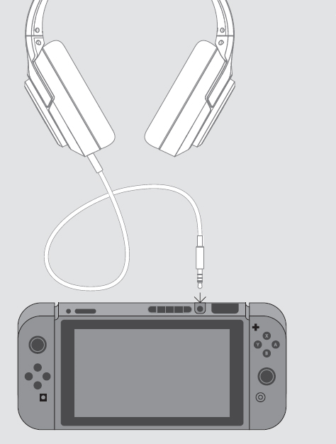 Lucid Sound headphones being plugged into a Nintendo Switch