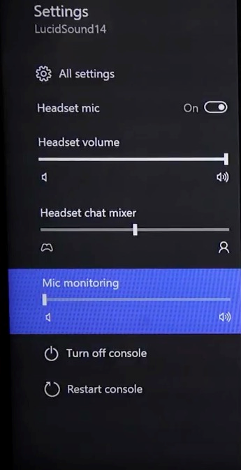 Headset volume settings