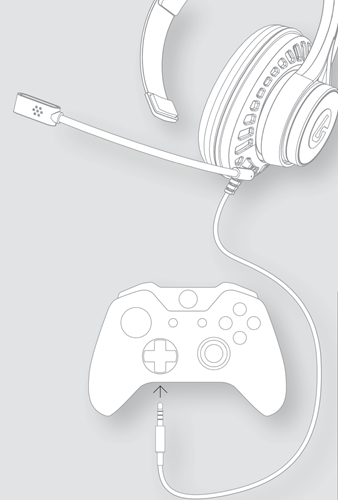 LS1 headphones being connected to an Xbox One controller