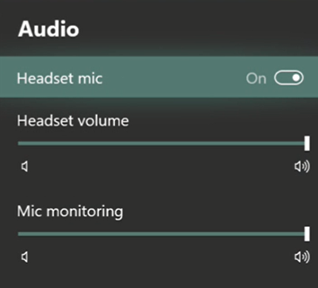 Audio adjustment window for headphones on Xbox One