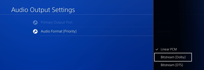 Image showing the audio out settings page on PS4